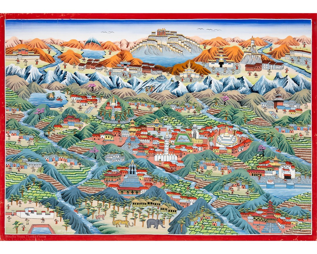 宁静山谷风景画 – 大自然拥抱的静谧美 - A29748 - 墙贴/壁贴 - 其他材质 多色