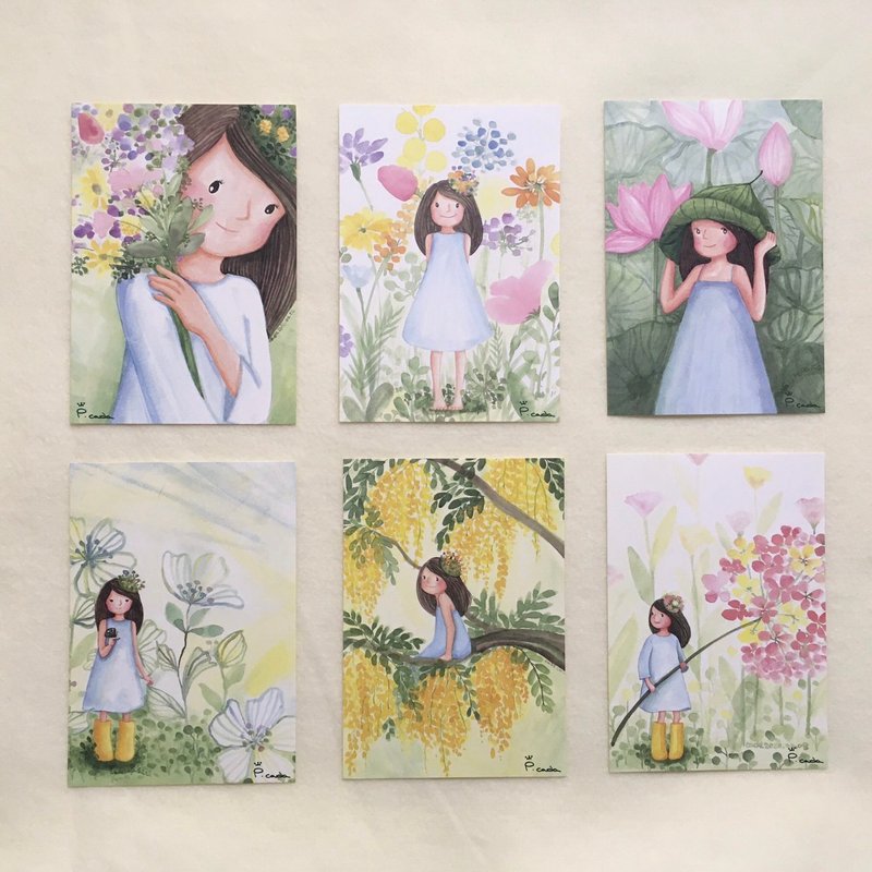 卡塔尔精选故事明信片组-听见花开的声音 - 卡片/明信片 - 纸 绿色