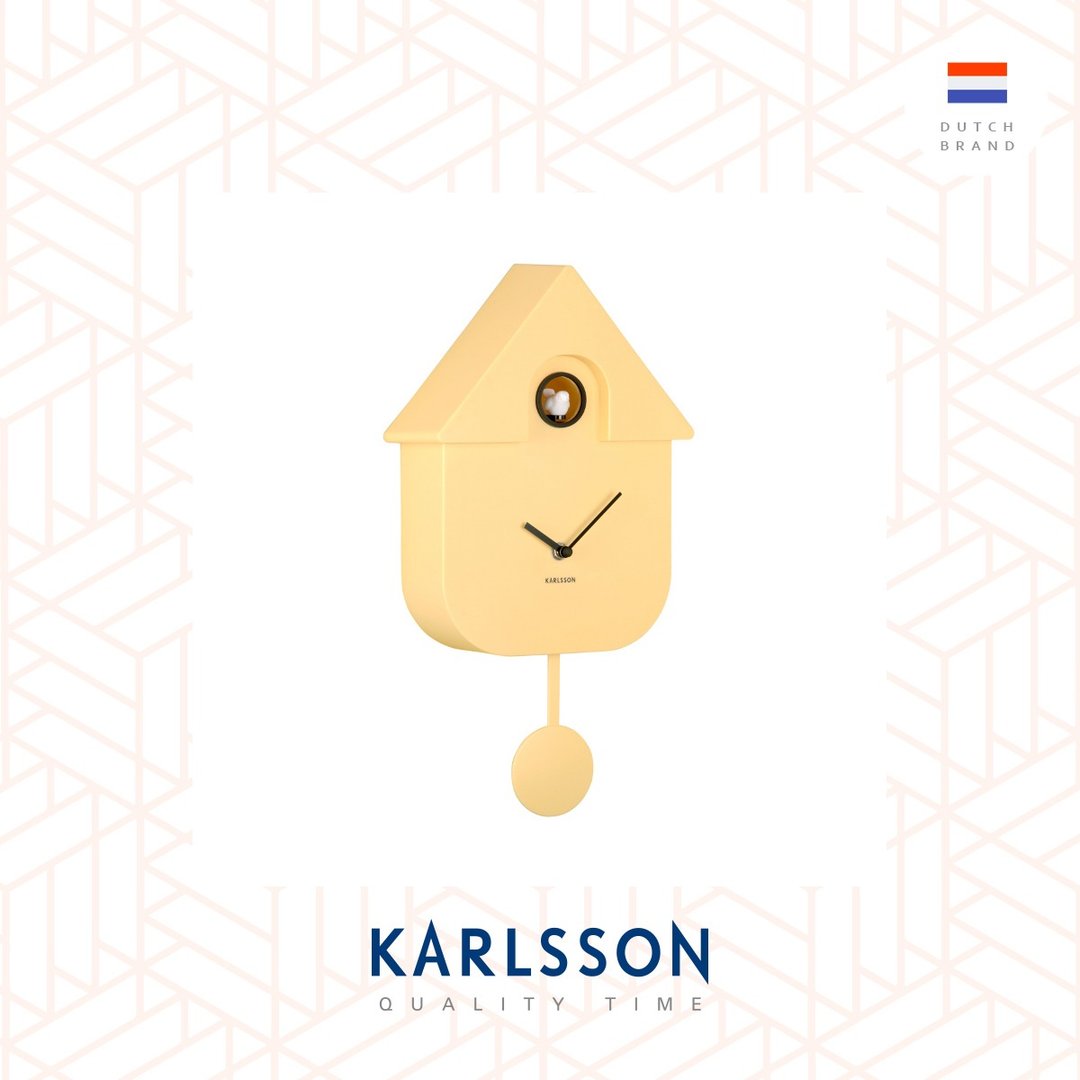 荷兰Karlsson, Modern Cuckoo 浅黄色摇摆布谷鸟挂钟 (整点报时) - 时钟/闹钟 - 塑料 黄色