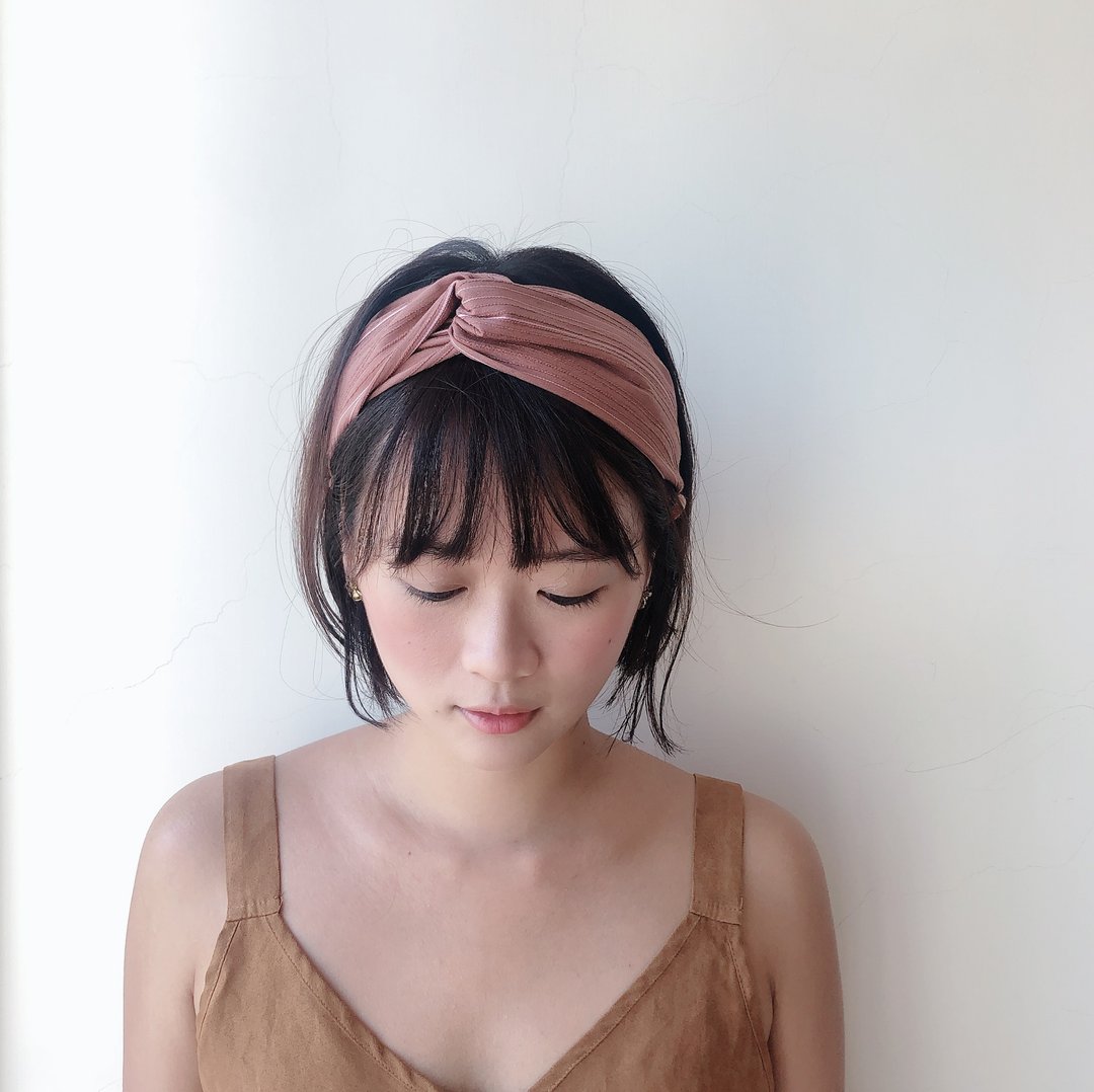 玫瑰色的妳 好烦小姐 交叉发带 - 发饰 - 棉 红色