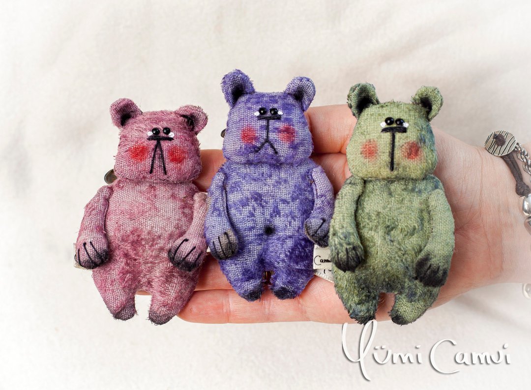 Cute mini Teddy Bear Blythe friends by Yumi Camui - 玩偶/公仔 - 其他材质 白色