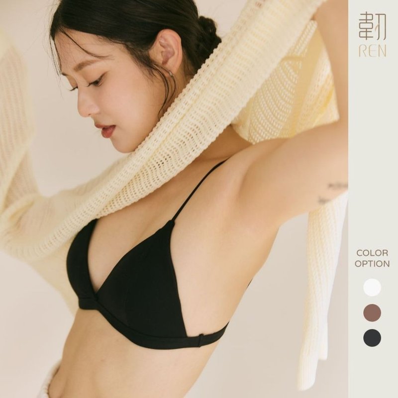 柔韧・无背钩比基尼三角杯系列 - 女士内衣裤 - 棉．麻 黑色