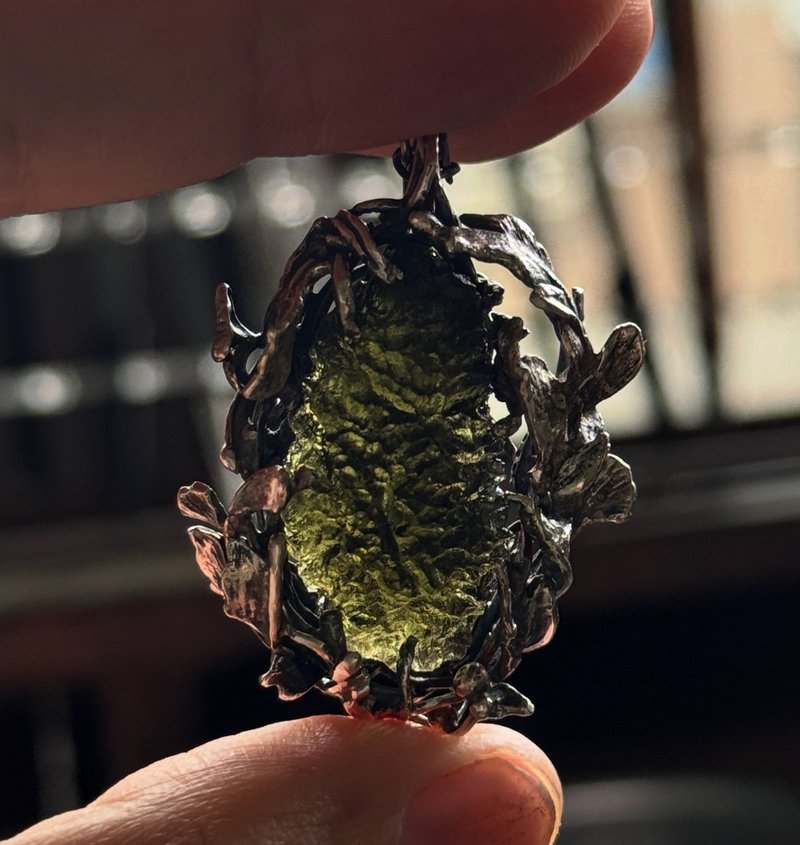 Moldavite / 捷克陨石 / 徐徐森林 - 项链 - 半宝石 绿色