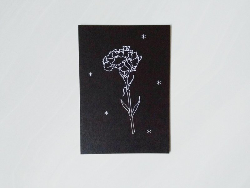 康乃馨母亲节明信片 - 卡片/明信片 - 纸 黑色