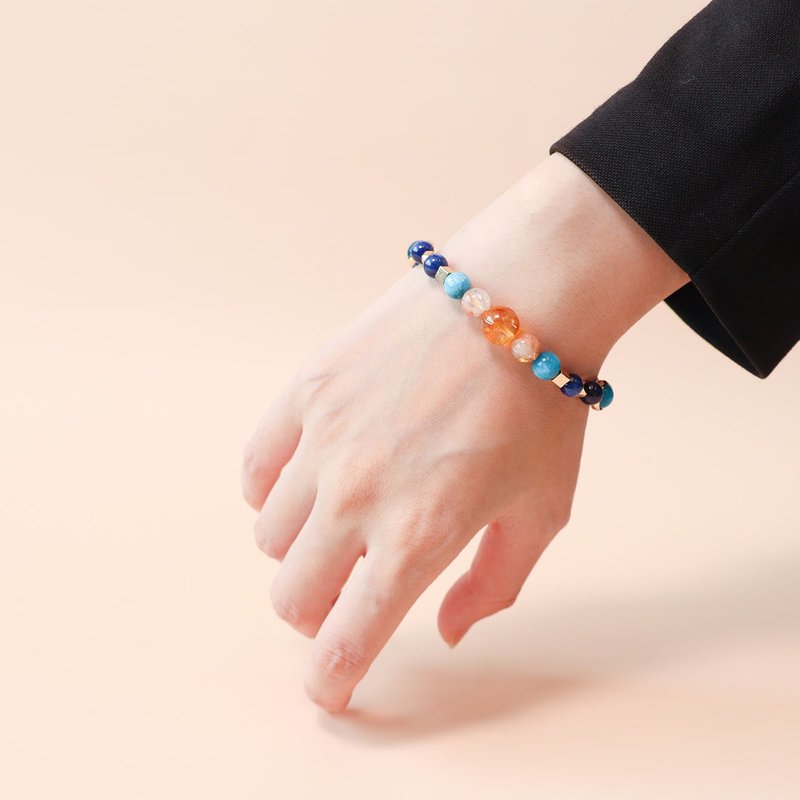 羽鸳相随 蓝晶石 蓝磷灰石 黄水晶 黄水晶白幽灵共生水晶 手链 - 手链/手环 - 水晶 多色