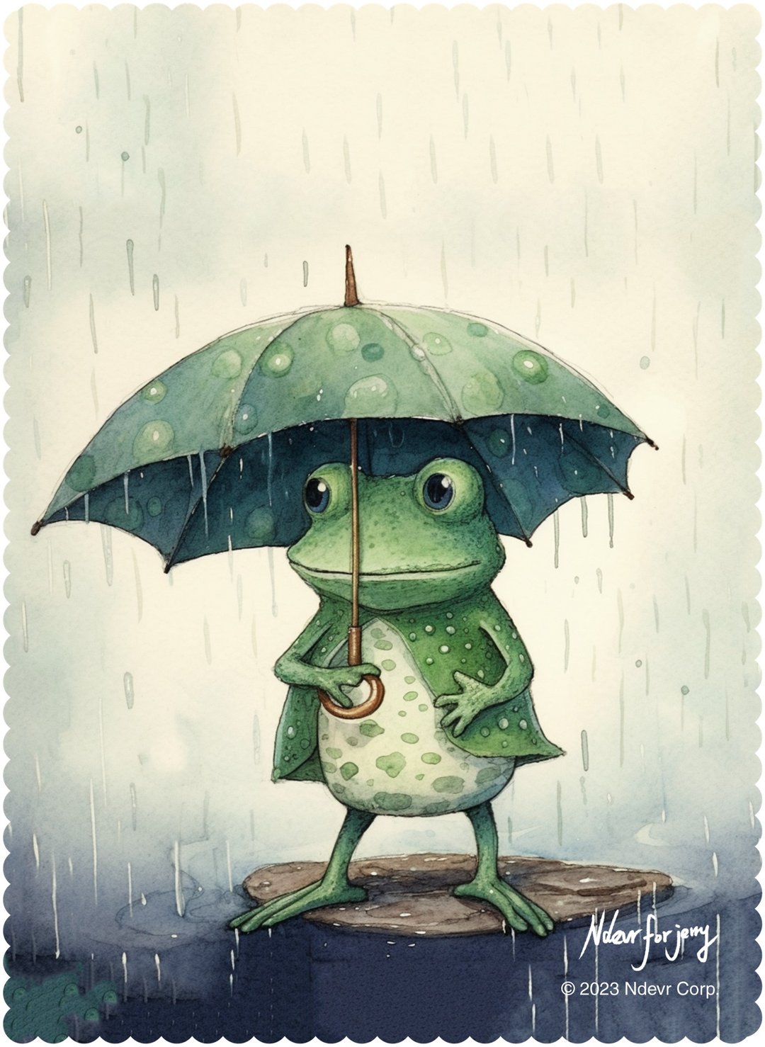 【拭镜布】10 穿雨衣的青蛙 - 眼镜盒/眼镜布 - 其他人造纤维 