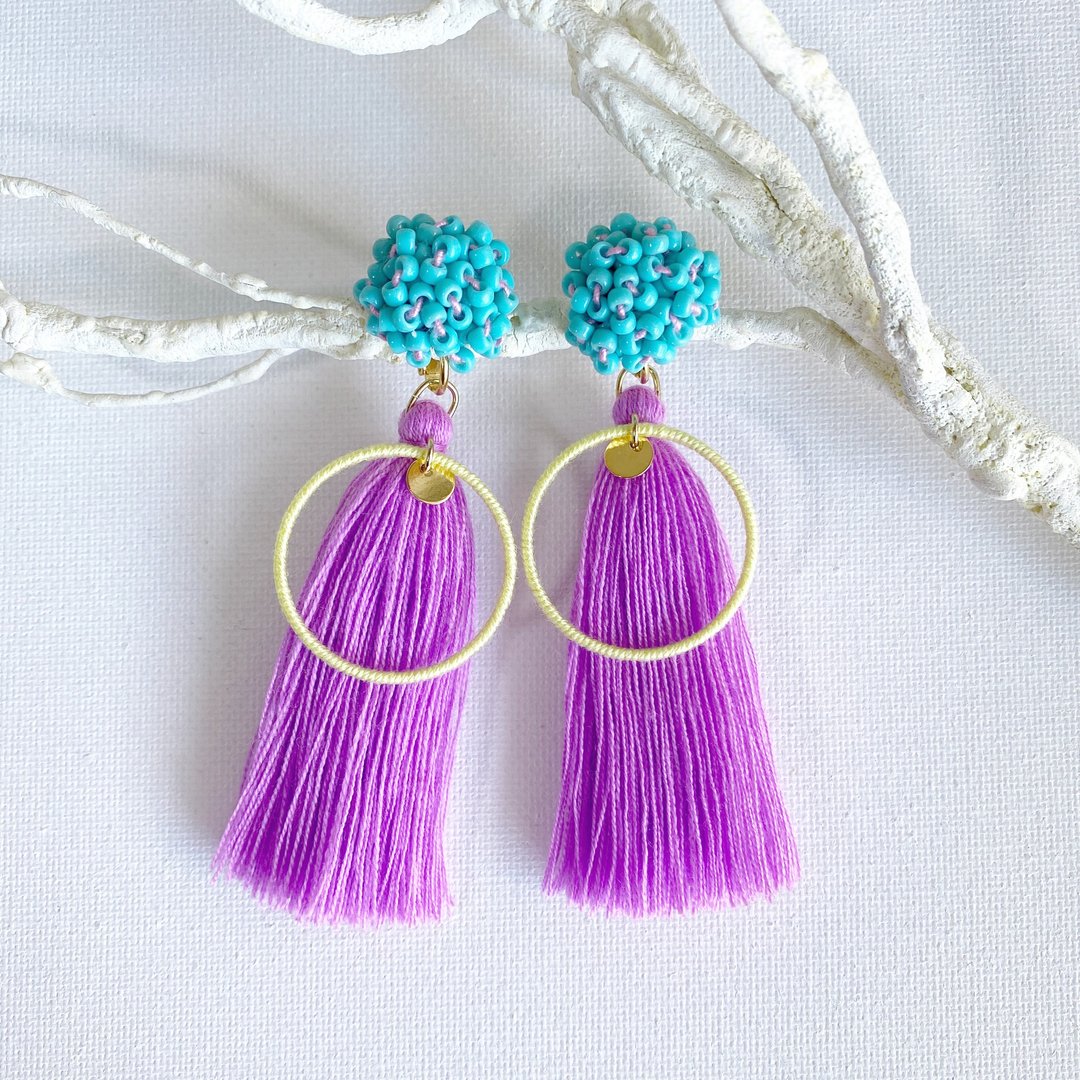 Merry Earrings Clip-On[Purple] - 耳环/耳夹 - 玻璃 紫色
