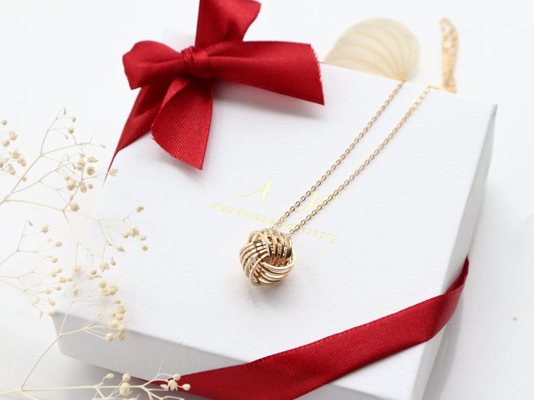 14kgf-three knot necklace - 项链 - 其他金属 金色