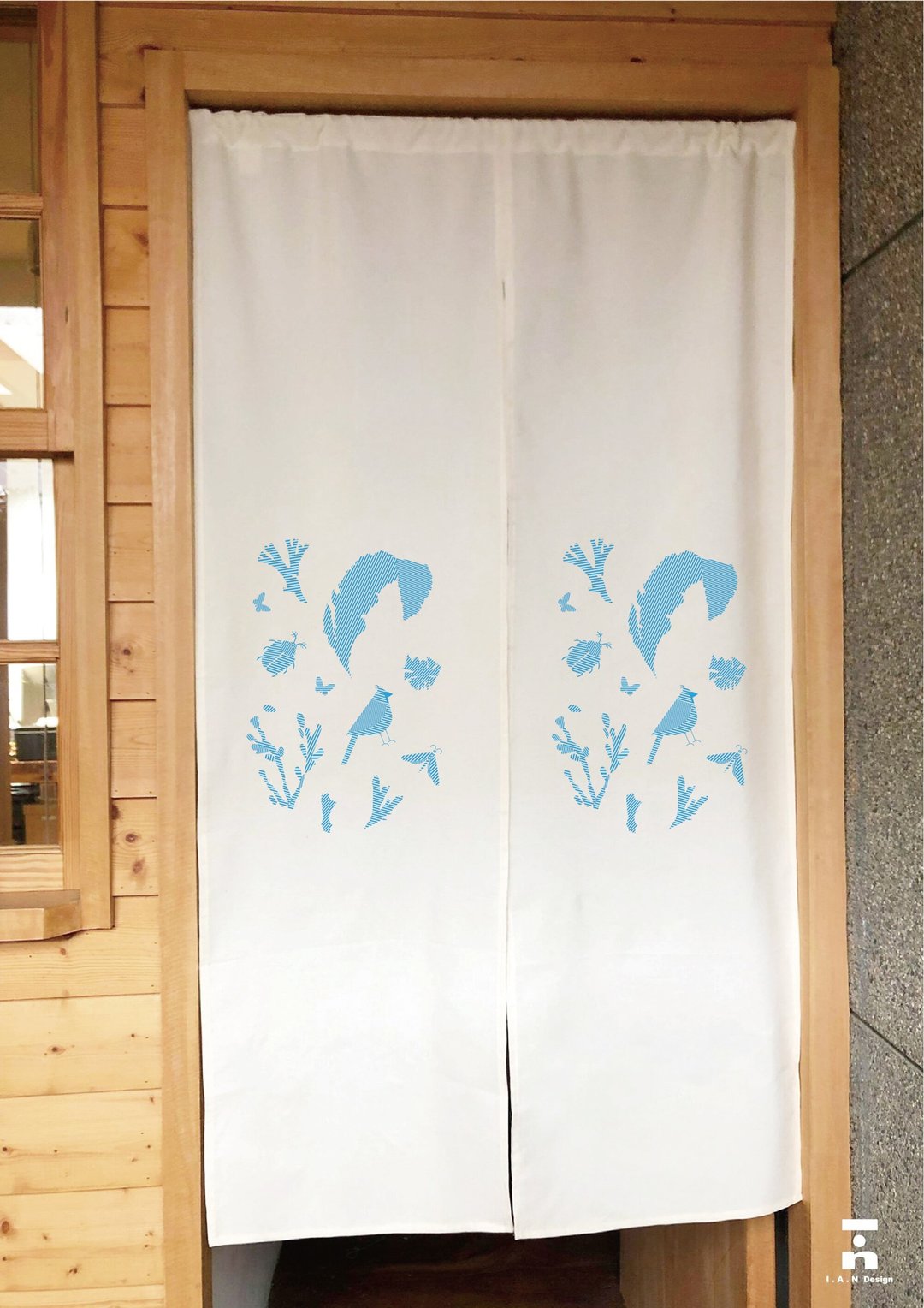 (多色款选择) 生物线性-有机棉绢印日式中门帘 Organic Cotton - 门帘/门牌 - 棉 白色