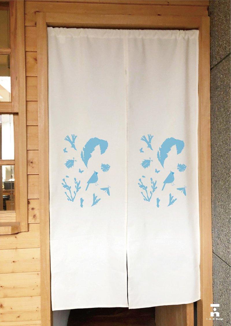 (多色款选择) 生物线性-有机棉绢印日式中门帘 Organic Cotton - 门帘/门牌 - 棉 白色
