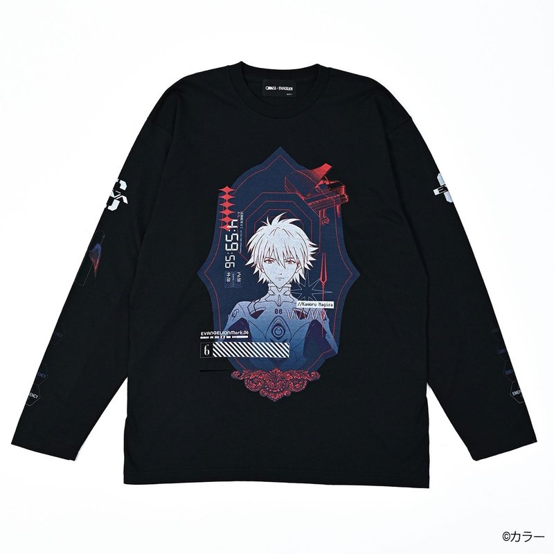 新世纪福音战士 x QOOZA / 长袖 T 恤 -KAWORU1-Q0075 - 中性连帽卫衣/T 恤 - 棉．麻 黑色