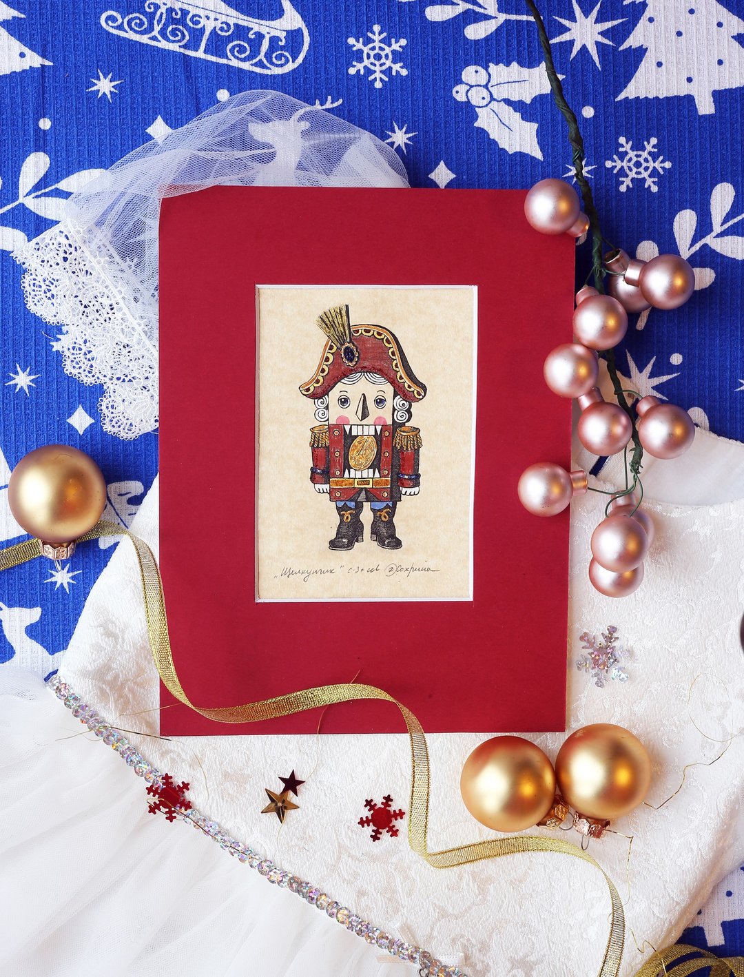 Nutcracker Etching Print, Nostalgic Art Card, Classic Christmas Gift - 海报/装饰画/版画 - 纸 多色