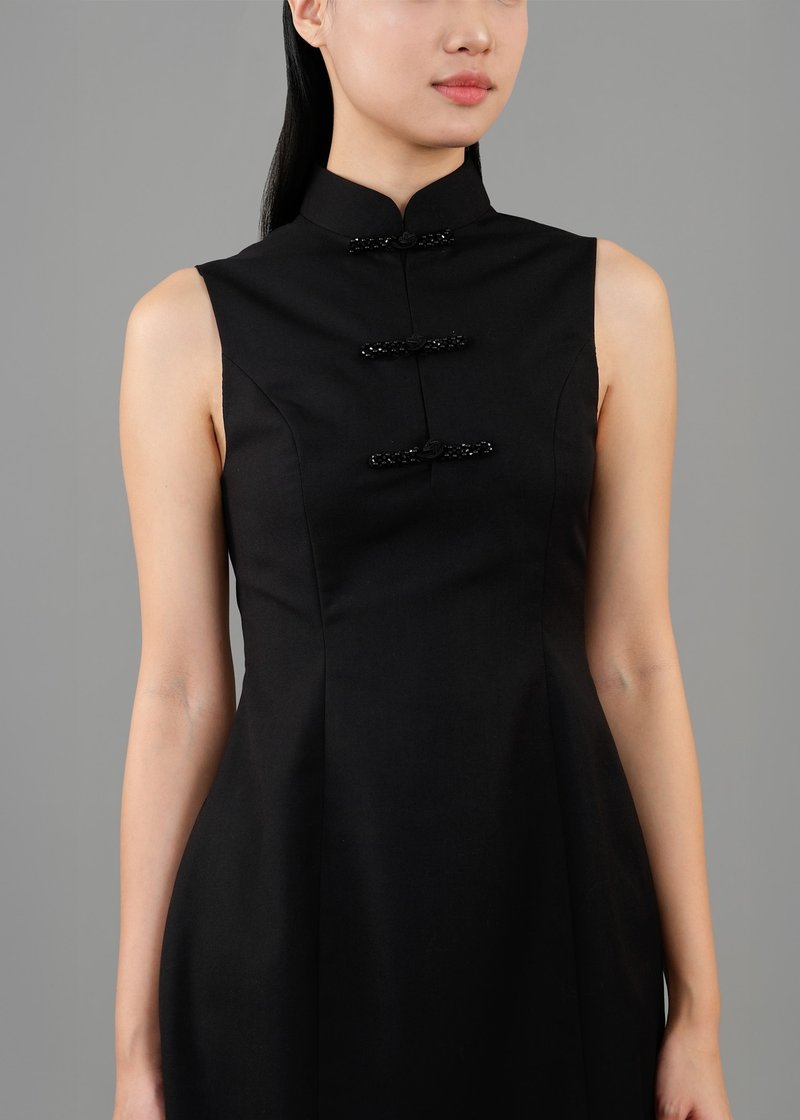 无袖A字短款旗袍 |香港设计 - 洋装/连衣裙 - 其他材质 黑色