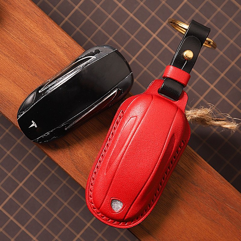 【疯匠订制】纯手工意大利进口植鞣牛皮 钥匙套包For Tesla特斯拉 - 钥匙链/钥匙包 - 真皮 