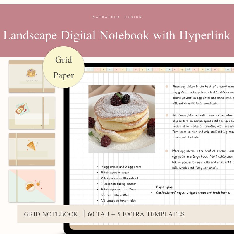 Landscape Digital Notebook (Grid Paper) for Goodnotes, Notability etc. - 电子手帐及素材 - 其他材质 