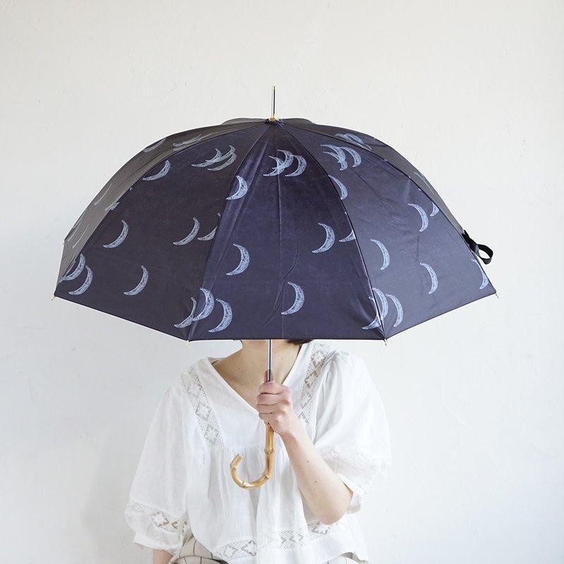 竹把 UV防护手开式长伞 moon 紫外线99.9%防护 晴雨两用 日伞 - 雨伞/雨衣 - 防水材质 黑色