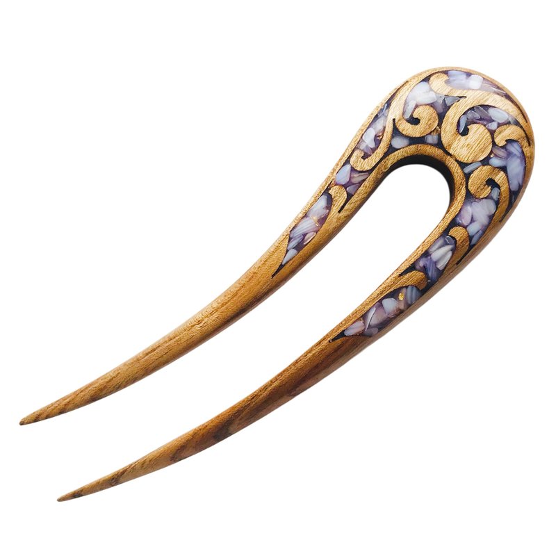法式发夹、木质法式发夹、U 型发叉、发夹 - 发饰 - 木头 紫色