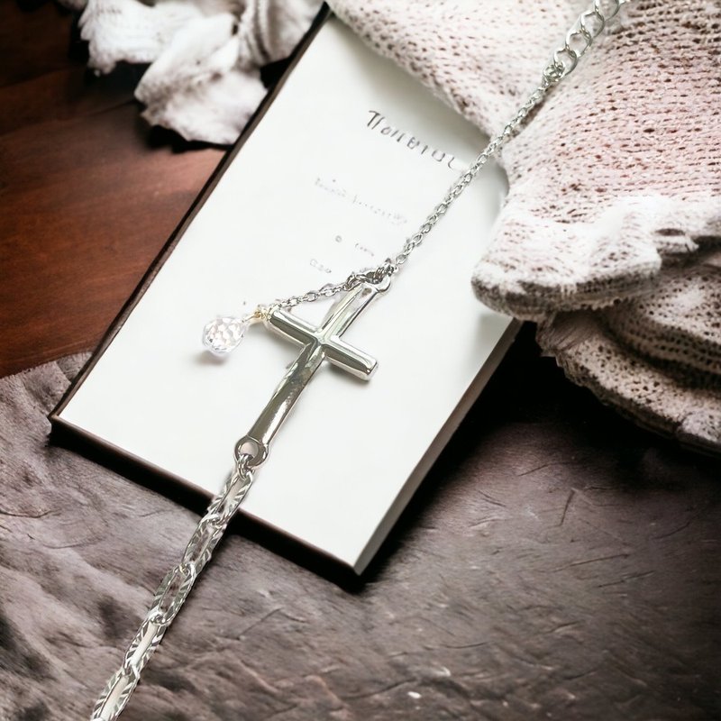 Giftest 不锈钢/侍奉十字架 基督教十字架手链圣经金句B35 - 项链 - 不锈钢 银色