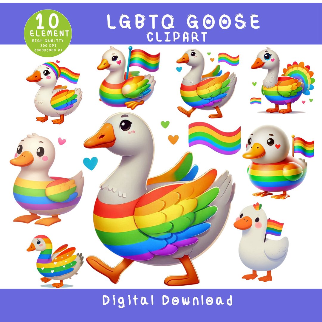可爱的 LGBTQ 鹅剪贴画 - 电子手绘真人画像/绘画/插画 - 其他材质 