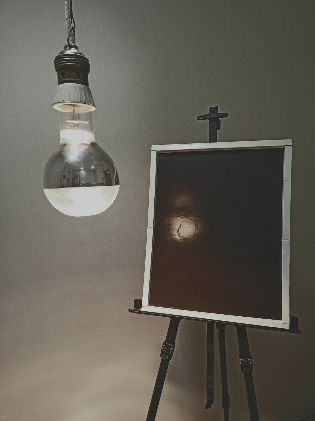 Pendant lamp with large 500W mirrored incandescent lamp, E40, Vintage, USSR 1980 - 灯具/灯饰 - 其他材质 银色