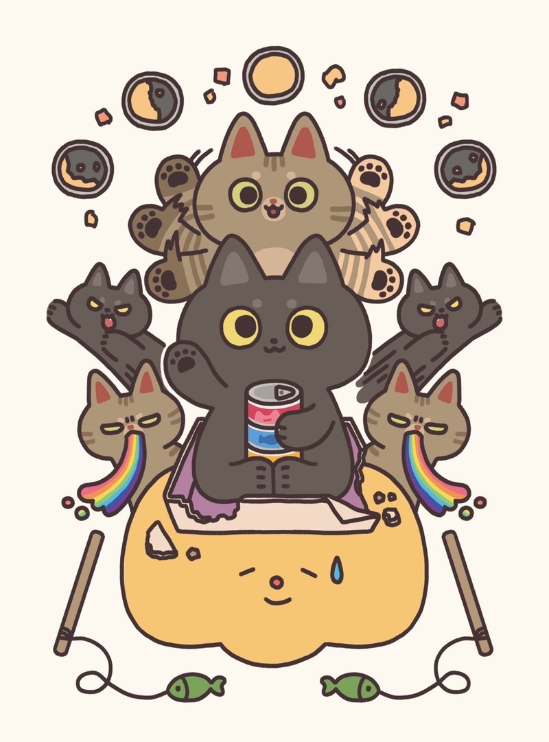 猫咪插画明信片 开示主视觉款 - 卡片/明信片 - 纸 多色