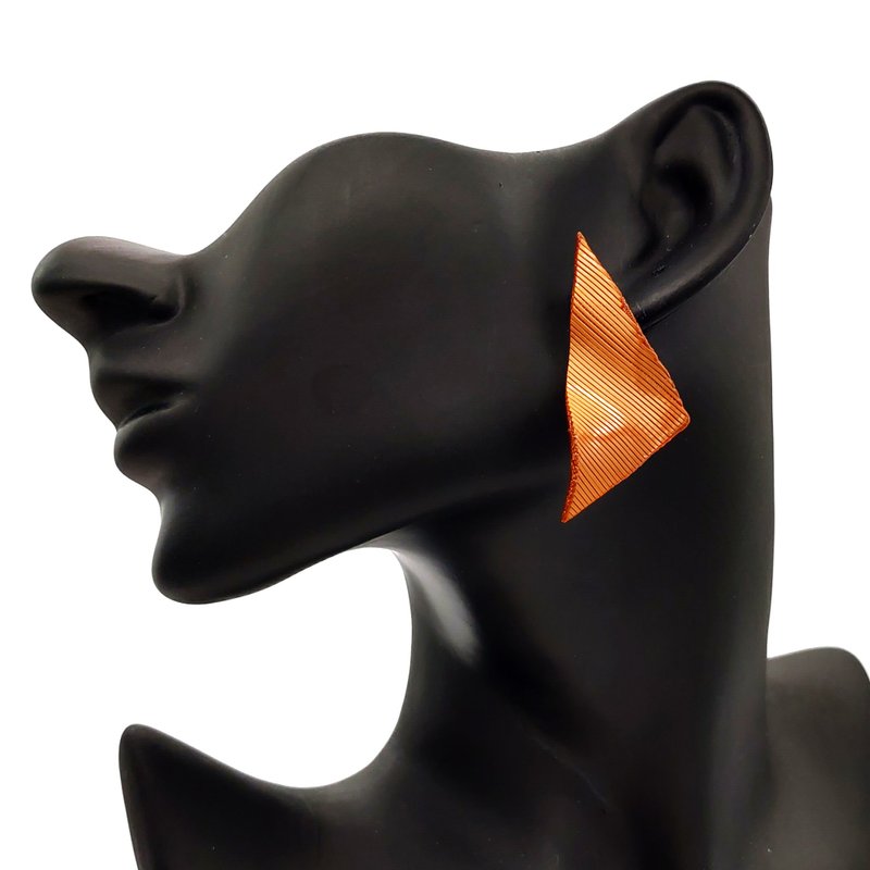 INFINITY大千 3D 打印 3DPrinted 古铜金色 波浪三角形 耳环 礼物 - 耳环/耳夹 - 其他材质 金色