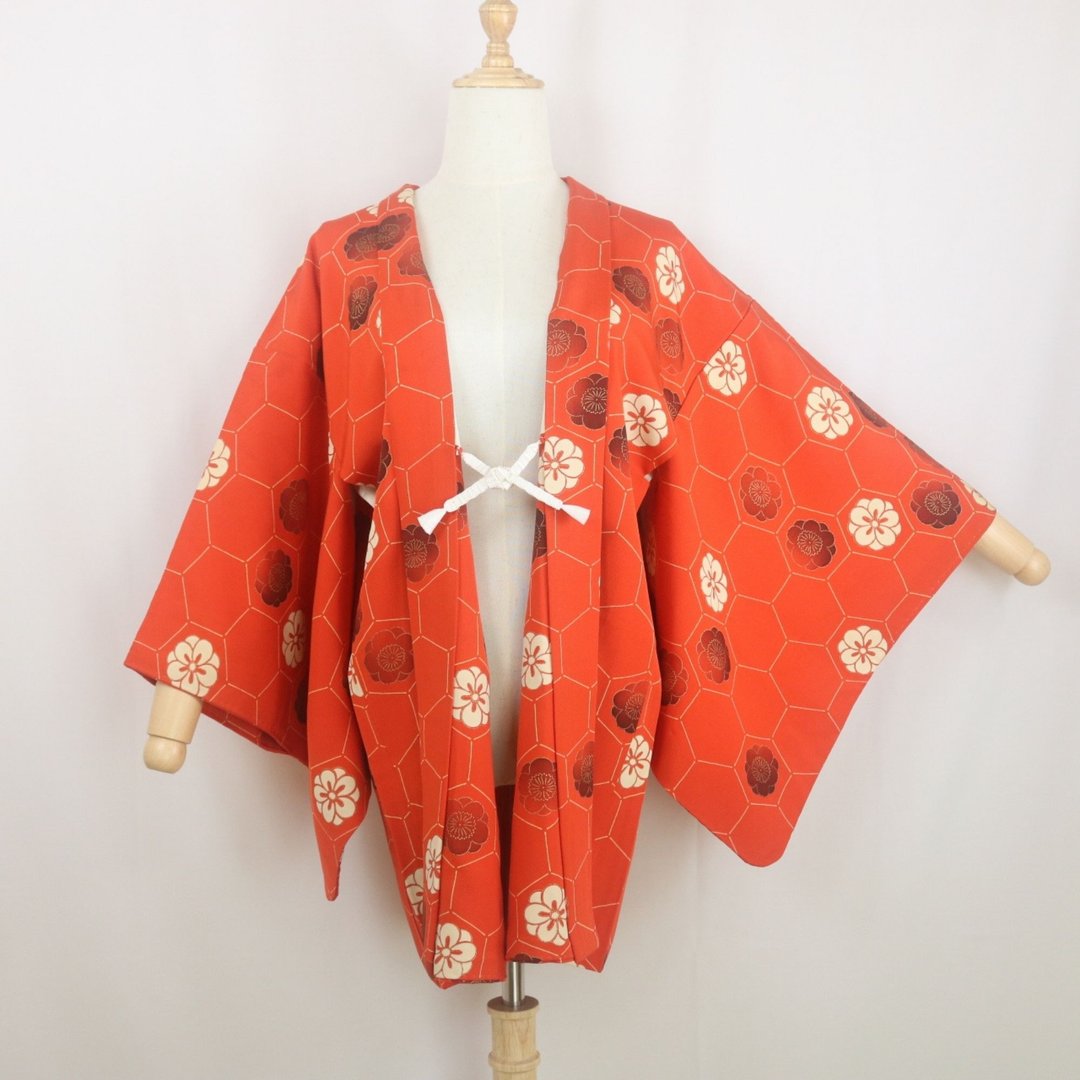 日本复古羽织 | 赤陶色×龟甲花柄 | 和服外套 - 女装休闲/机能外套 - 其他材质 橘色