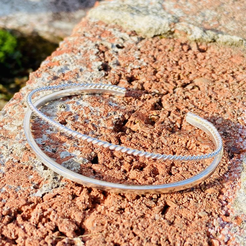 纯银 细款 双线 手环 S321 - 手链/手环 - 纯银 银色