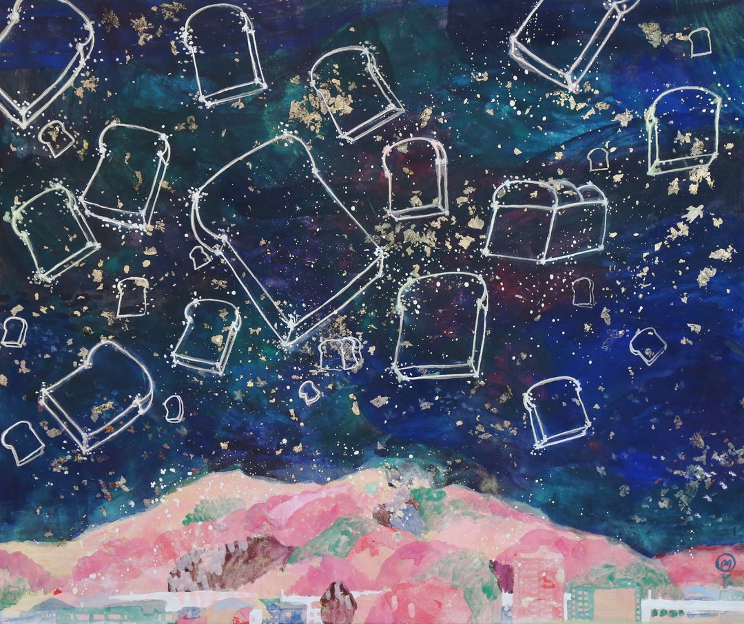 [日画]许多面包闪耀的夜空，左 - 海报/装饰画/版画 - 纸 蓝色