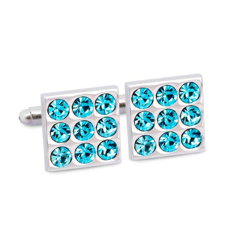Turquoise round crystals cufflinks - 袖扣 - 其他材质 多色