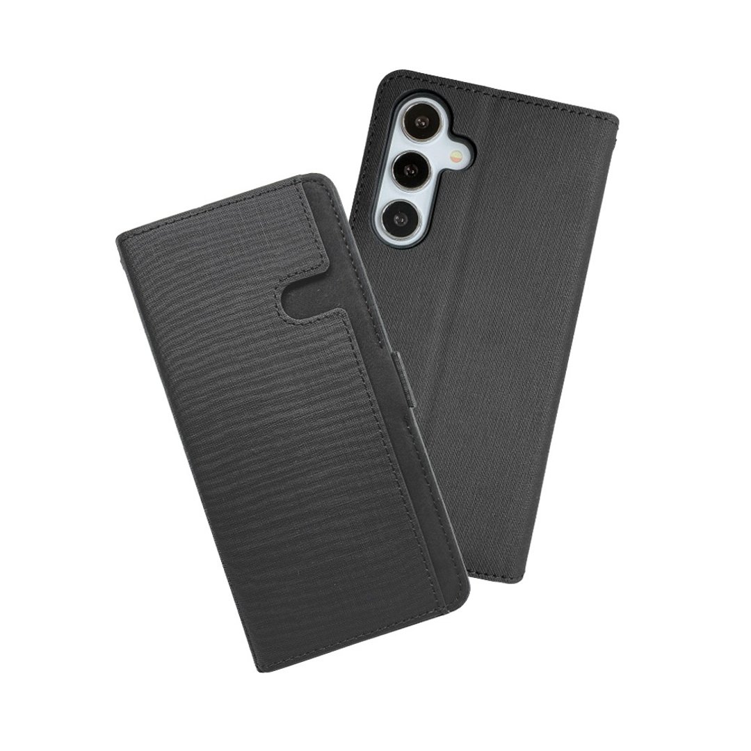 CASE SHOP Samsung S24+ 前收纳侧掀皮套-黑 - 手机壳/手机套 - 人造皮革 黑色