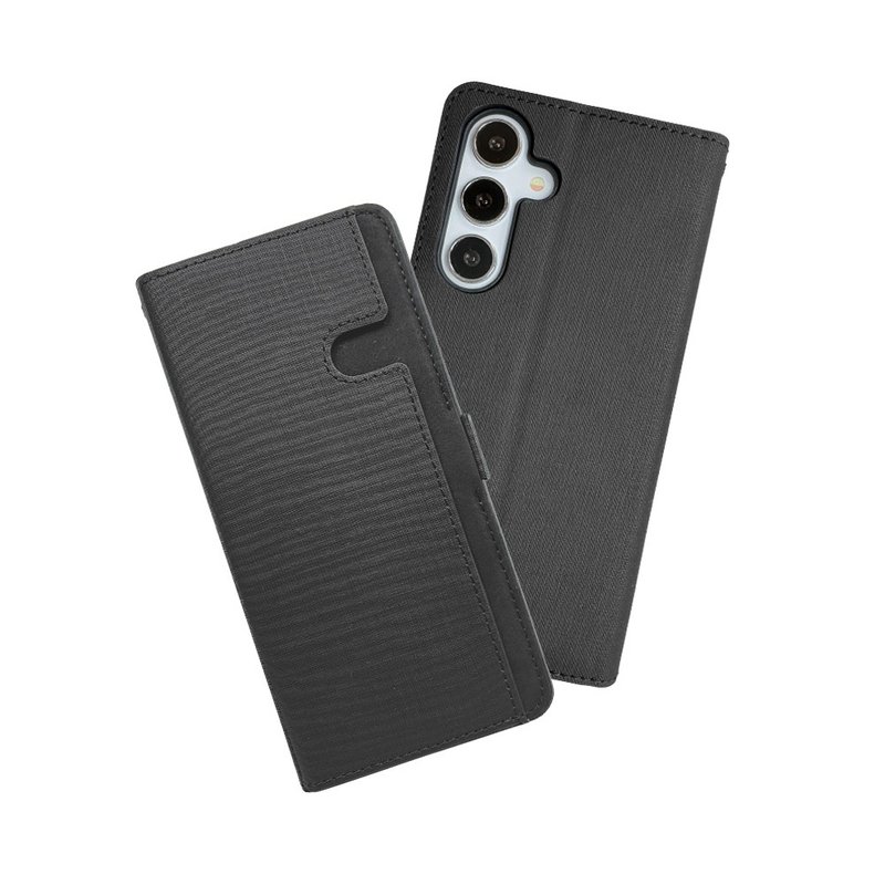 CASE SHOP Samsung S24+ 前收纳侧掀皮套-黑 - 手机壳/手机套 - 人造皮革 黑色