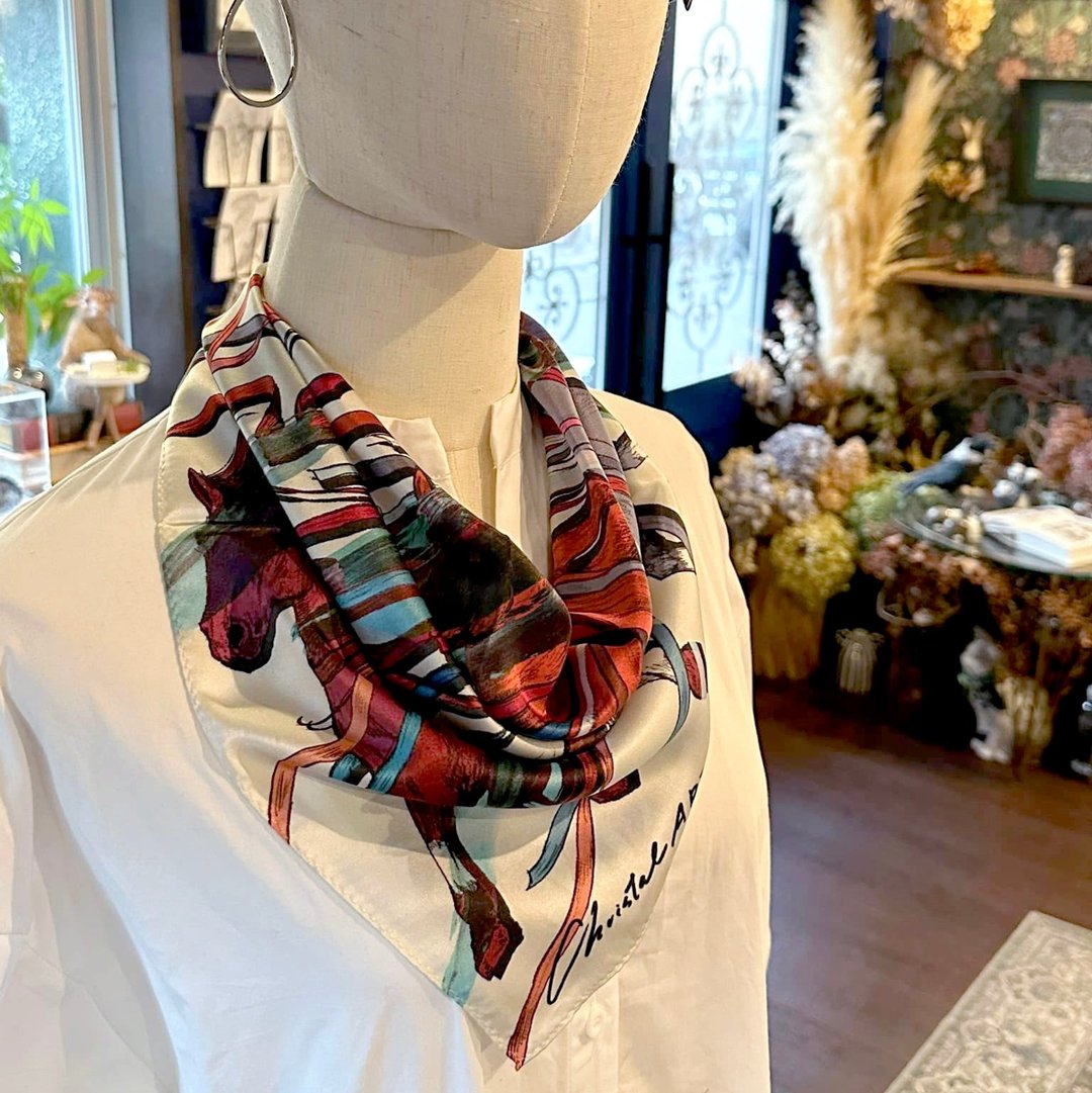 50cm 方巾_silkscarf_ 感受风之姿 (红) 丝巾 CrystalART - 丝巾 - 丝．绢 红色