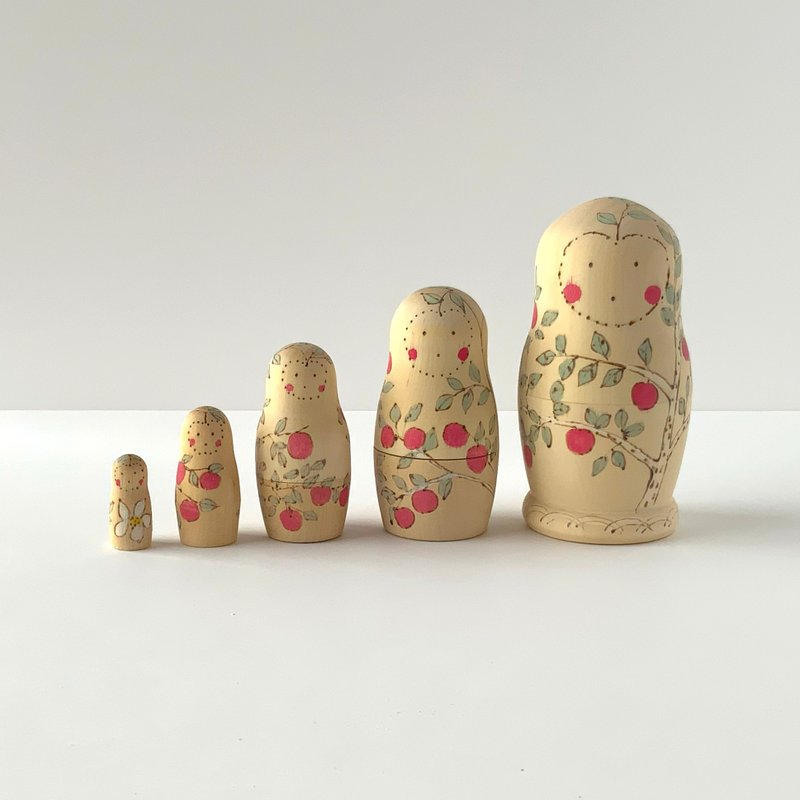 苹果俄罗斯娃娃 - 玩偶/公仔 - 木头 红色