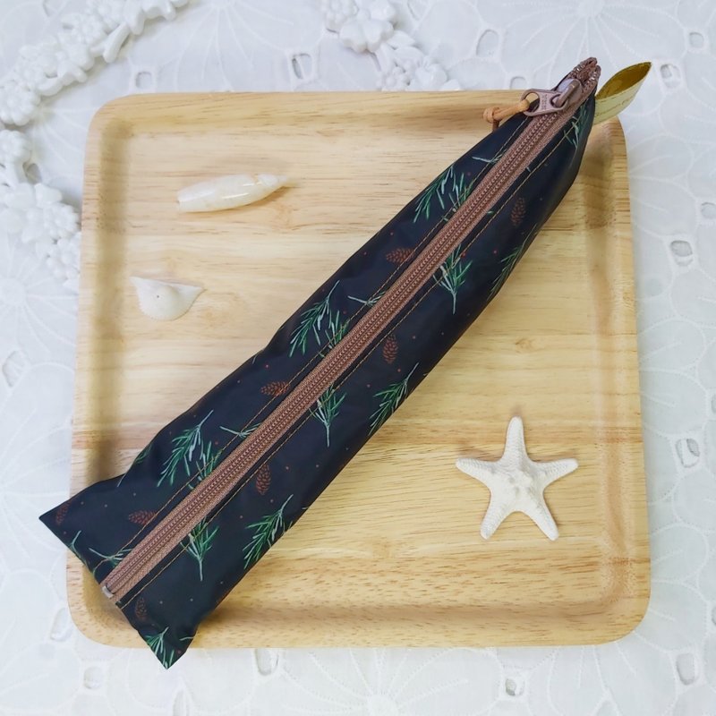 韩国树叶防水布拉链立体餐具袋 - 餐刀/叉/匙组合 - 防水材质 黑色