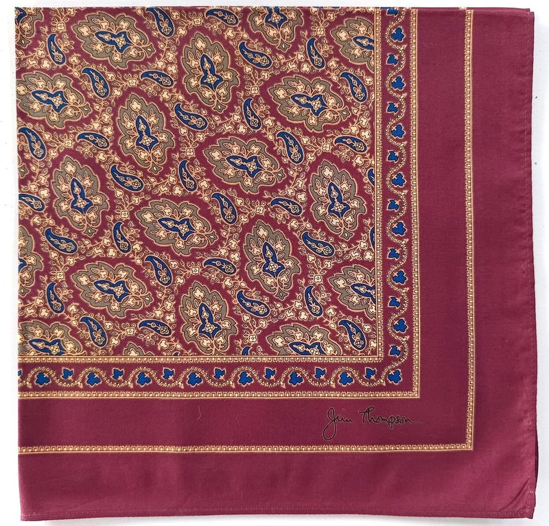 Jim Thompson 复古主题手帕 19 x 18 英寸 - 手帕/方巾 - 棉．麻 红色