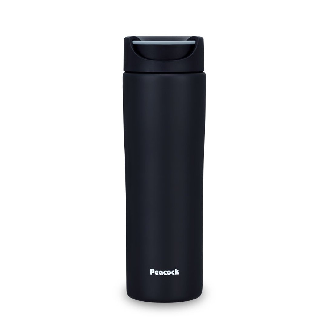 【孔雀Peacock】450ml 不锈钢保温杯 (旋盖即饮) 微笑马克-消光黑 - 保温瓶/保温杯 - 不锈钢 黑色