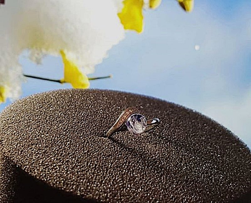 冰乳琉璃戒指(5mm琉璃连银戒托)(含礼盒) - 其他 - 玻璃 白色