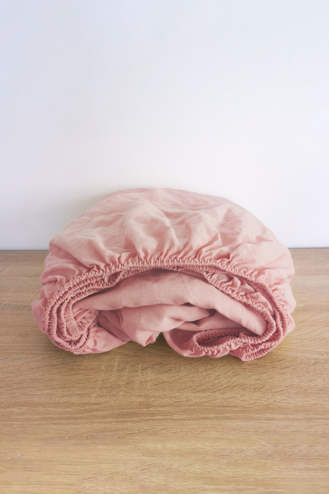 Sunset pink linen fitted sheet / Softened linen bed sheet / Deep pocket - 寝具 - 亚麻 粉红色