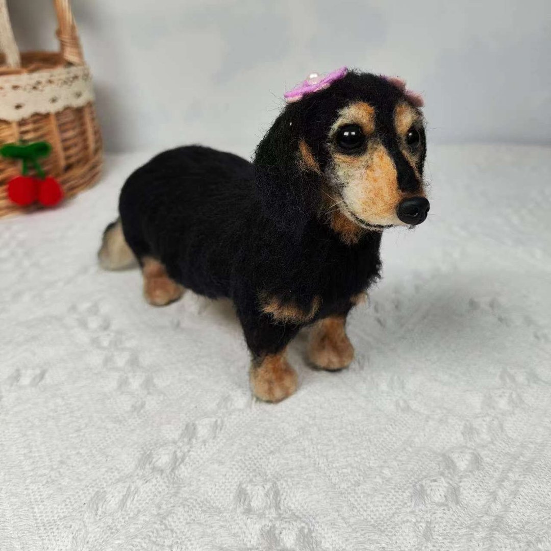 定制 逼真犬 毛孩 宠物 腊肠犬 羊毛毡 娃娃 似颜绘 纪念 狗狗 c6 - 玩具 - 羊毛 多色
