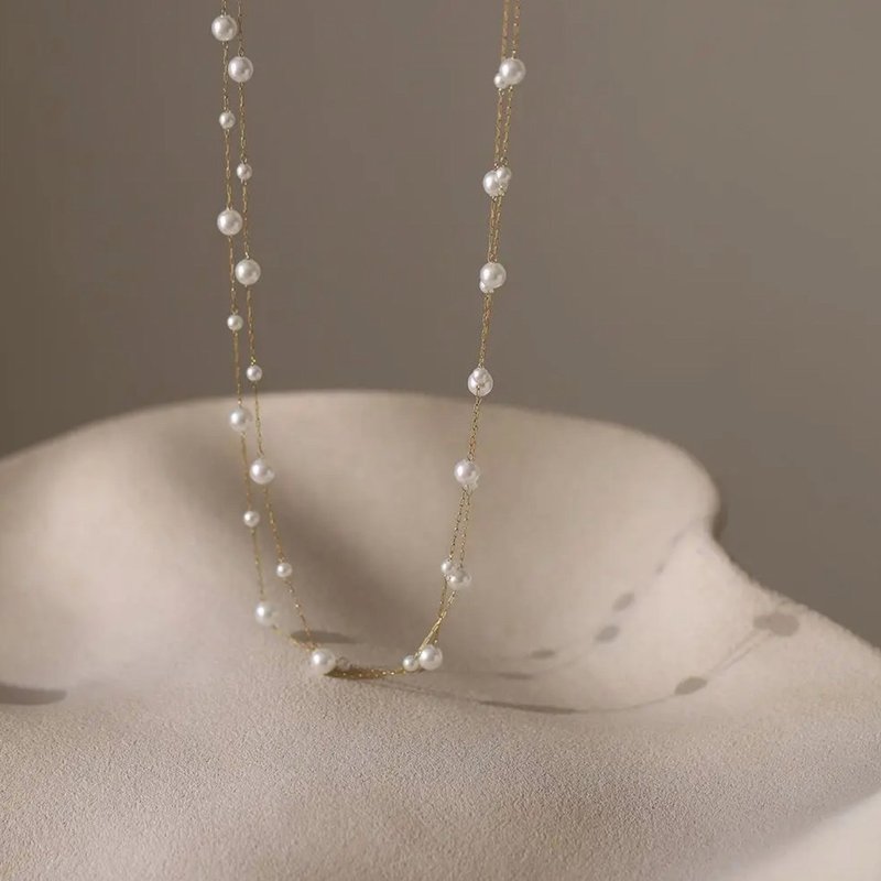珍珠满天星锁骨链 - 项链 - 贵金属 