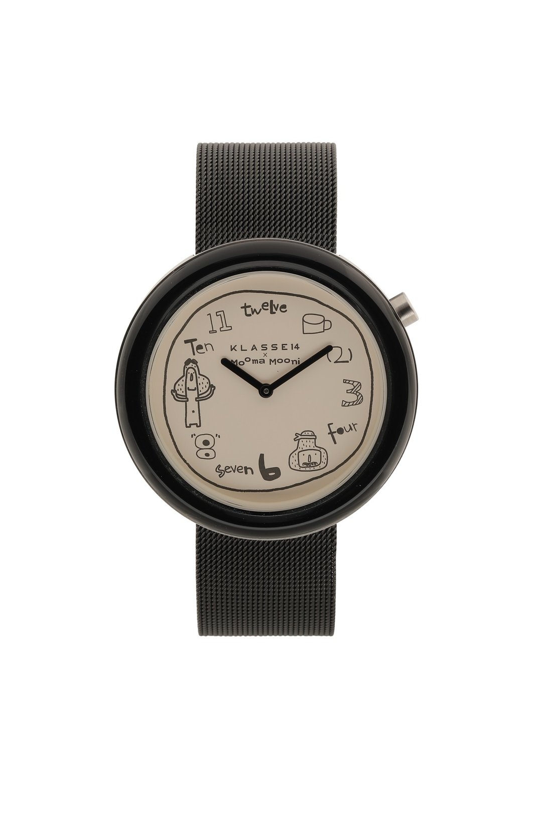 Klasse14 x Topbananax Mooma Mooni 黑色钢带手表 36/42mm - 对表/情侣表 - 不锈钢 