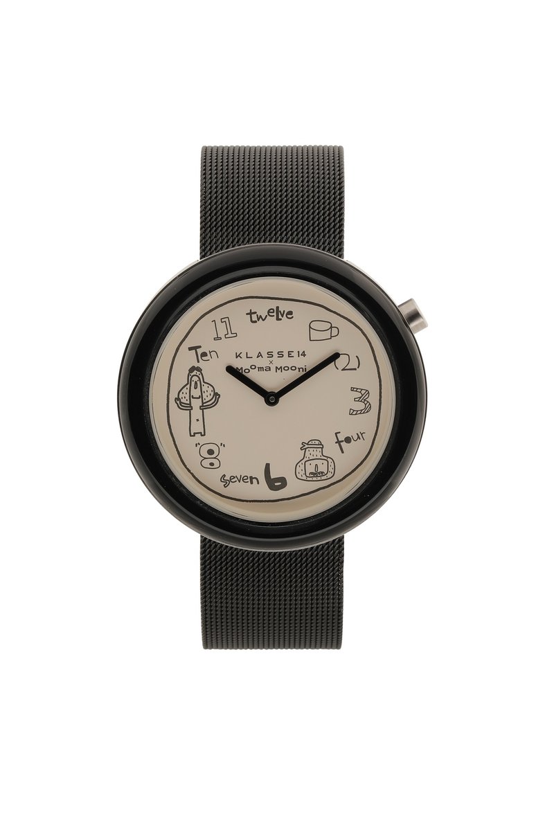 Klasse14 x Topbananax Mooma Mooni 黑色钢带手表 36/42mm - 对表/情侣表 - 不锈钢 