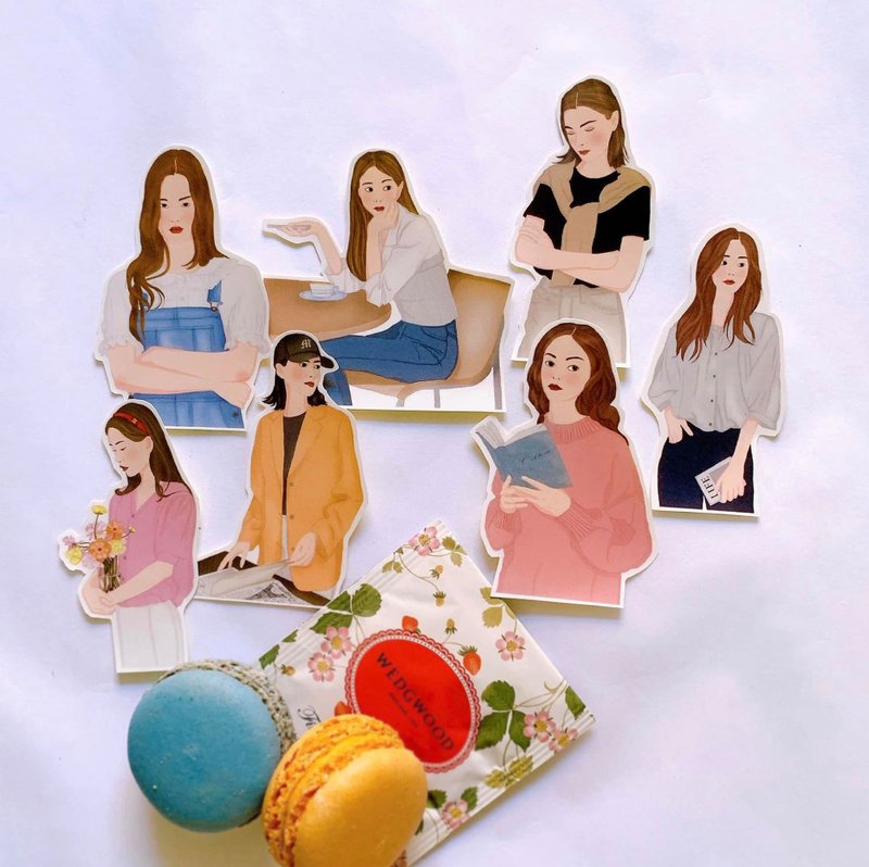 美好瞬间的妳   半身女孩贴纸组 - 贴纸 - 纸 