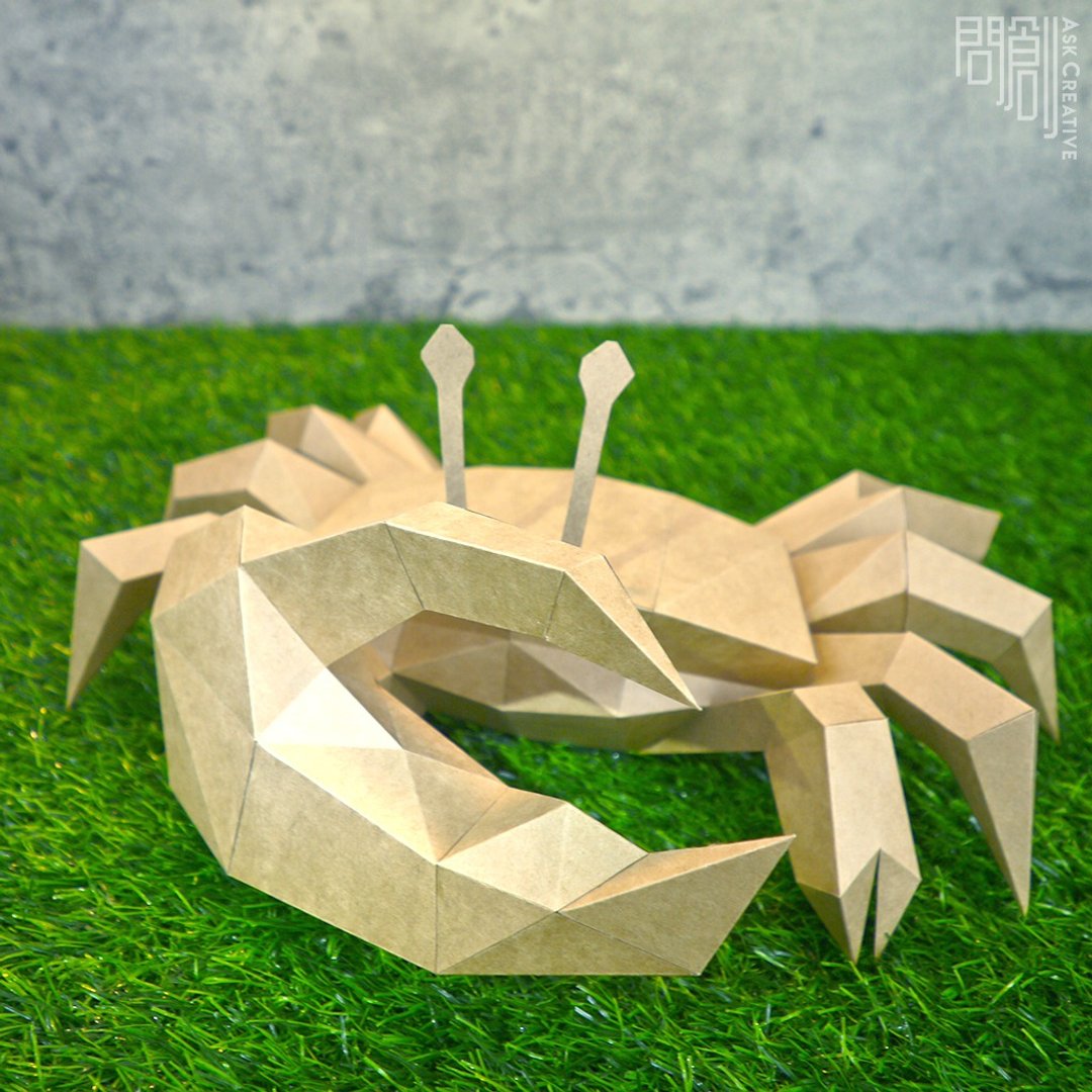 DIY手作3D纸模型 摆饰礼物  壁饰  挂饰 昆虫系列 - 招潮蟹 - 玩偶/公仔 - 纸 卡其色