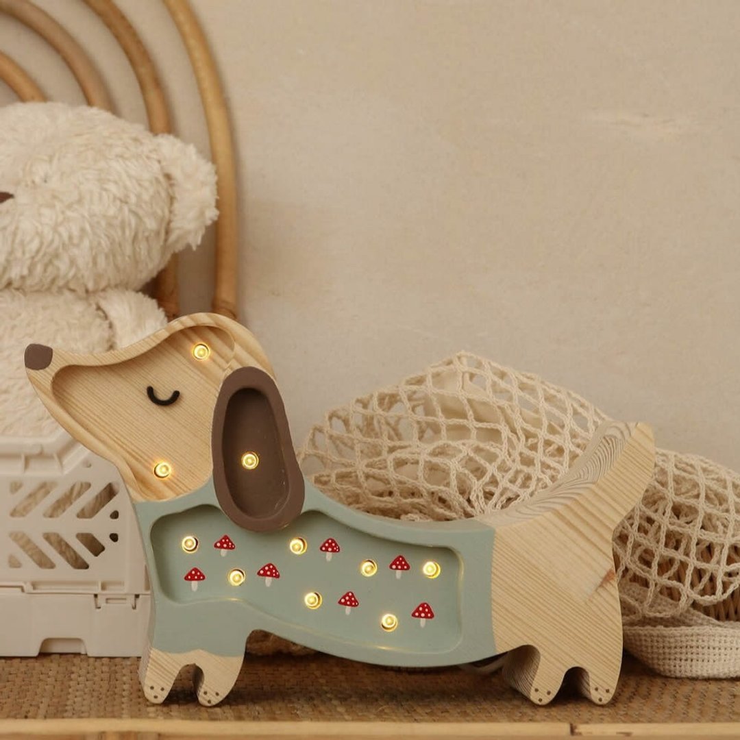 波兰 Little Lights 木作造型夜灯(迷你腊肠狗/绿) - 灯具/灯饰 - 木头 白色