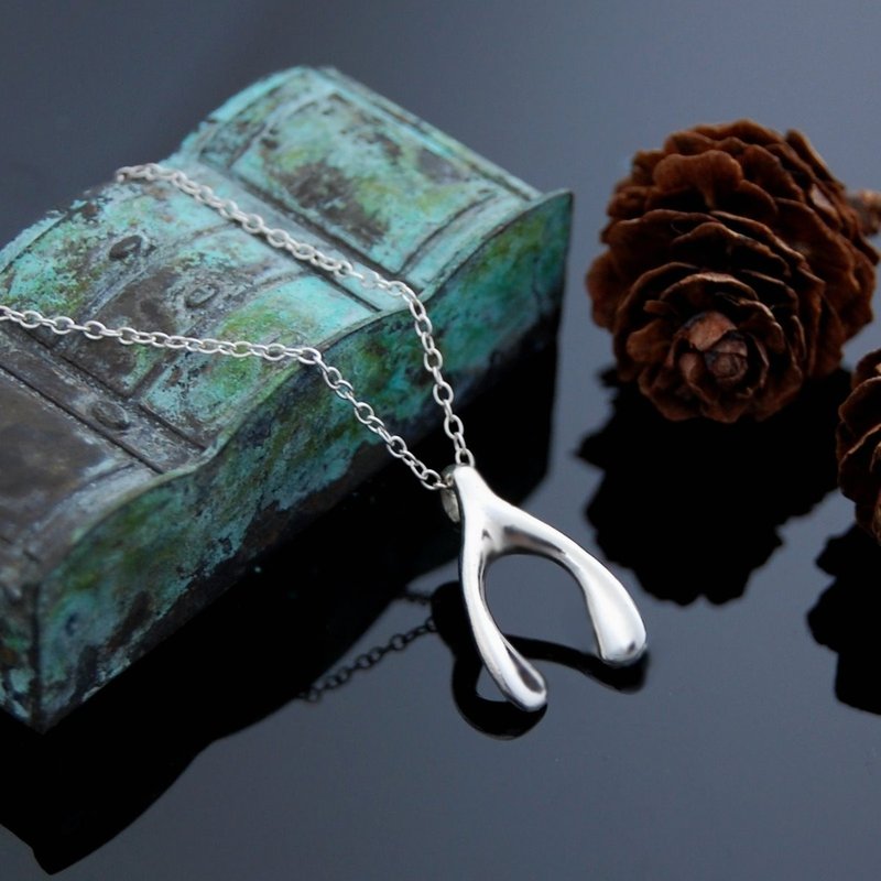 许愿骨-立体流线版(银项链) - 项链 - 纯银 