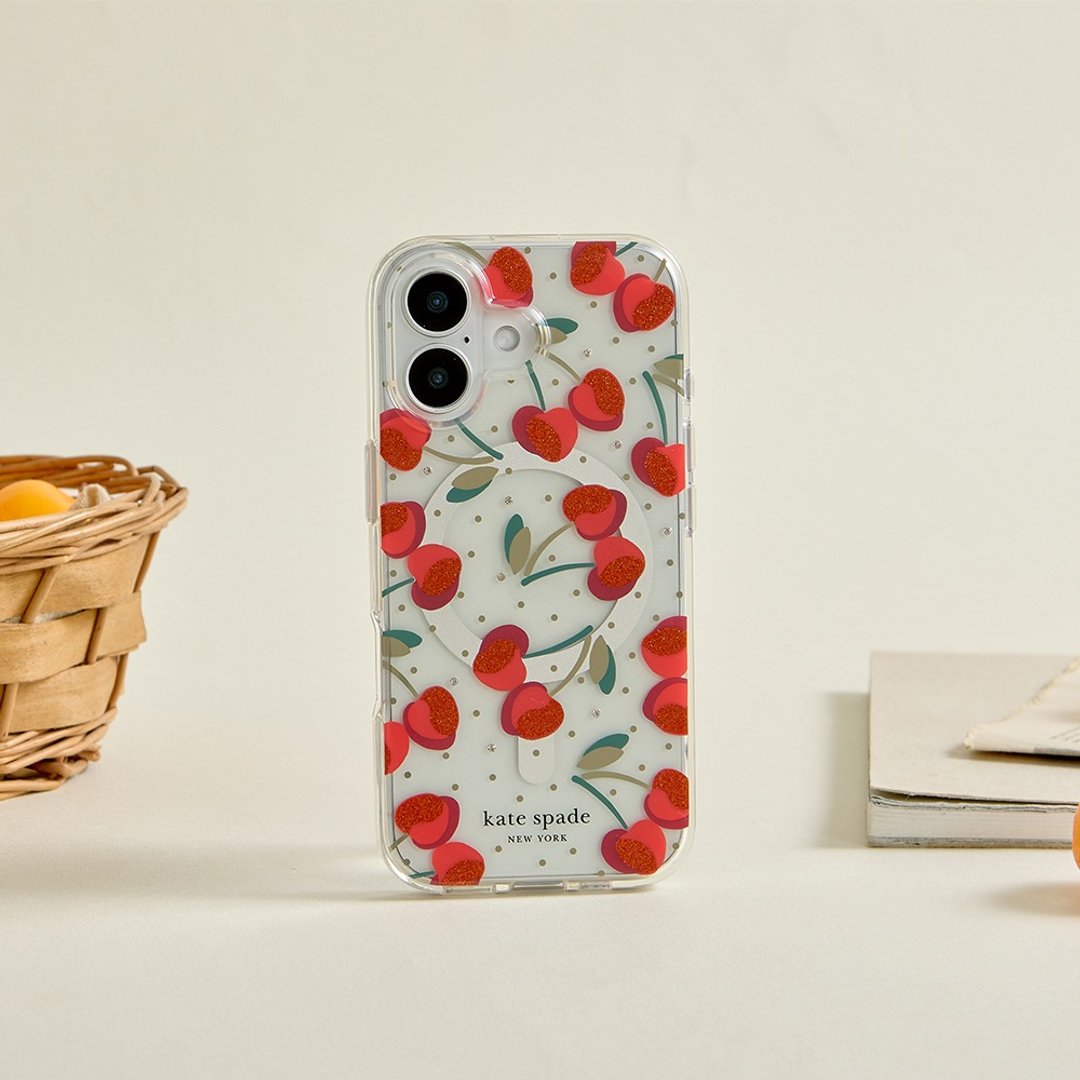 【kate spade】iPhone 17系列 磁吸防摔手机壳 娇艳樱桃 - 手机壳/手机套 - 塑料 