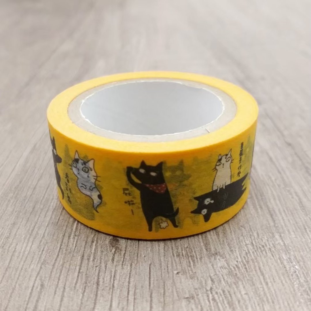 3猫小铺~黑狗翻白眼纸胶带(插画家:猫小姐) - 纸胶带 - 纸 
