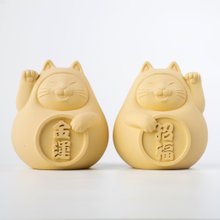 【快速出货】胖胖招财招福猫一对(中) 招财黄